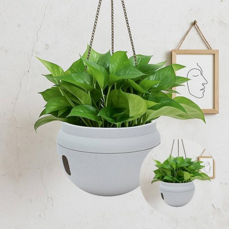 자동급수 행잉 화분 23x16cm 멜란지 그레이 선물용화분 식물화분