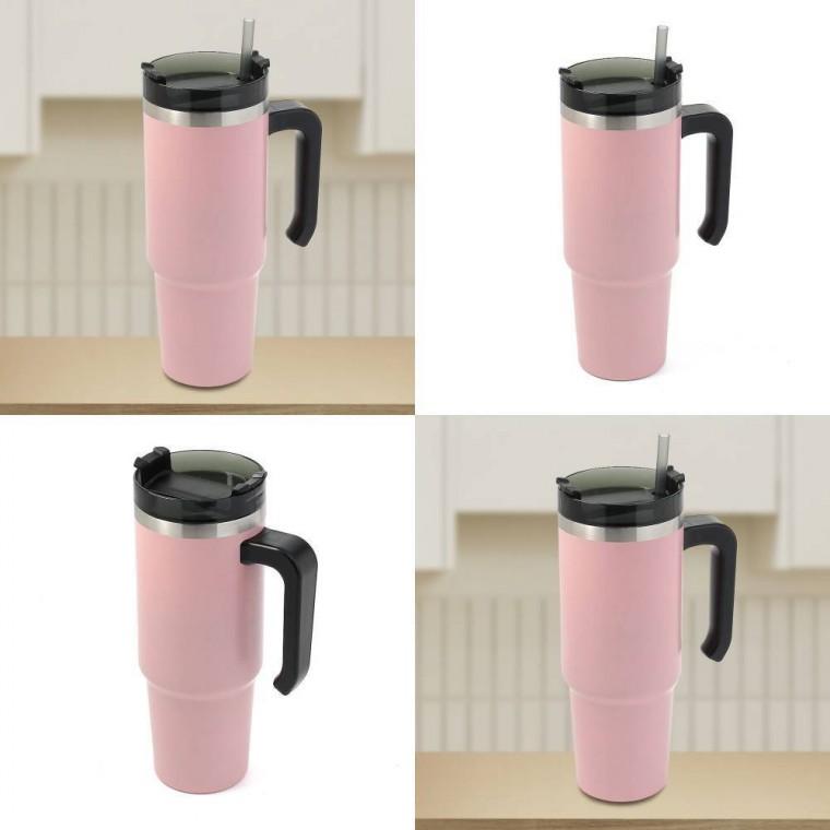 보온보냉 빨대 텀블러 900ml 핑크 손잡이텀블러 회사