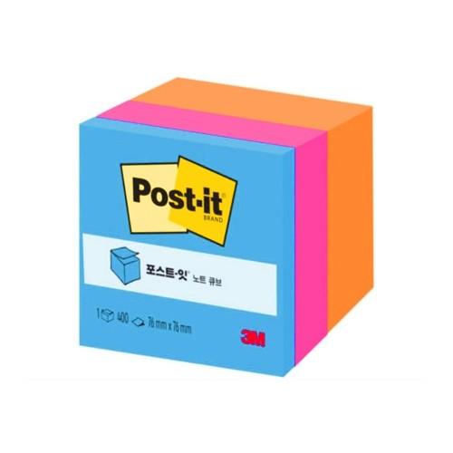 3M 강한점착용 포스트잇 노트 큐브 2053-ELT-O 76x76mm