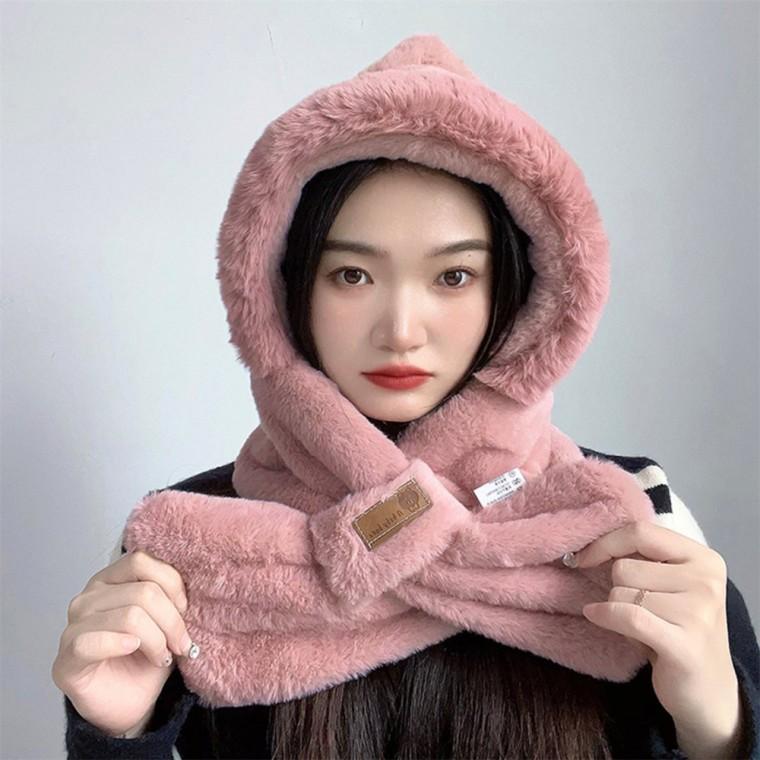 소프트퍼 후드 머플러 핑크 후드머플러소프트퍼