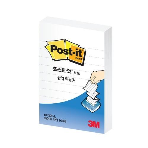 3M 포스트잇 노트 팝업리필용 KR320-L 화이트라인