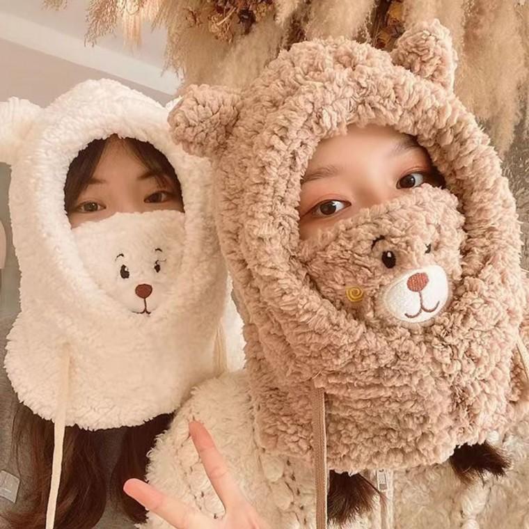 곰돌이 방한 후드 넥워머 바라클라바 3COLOR