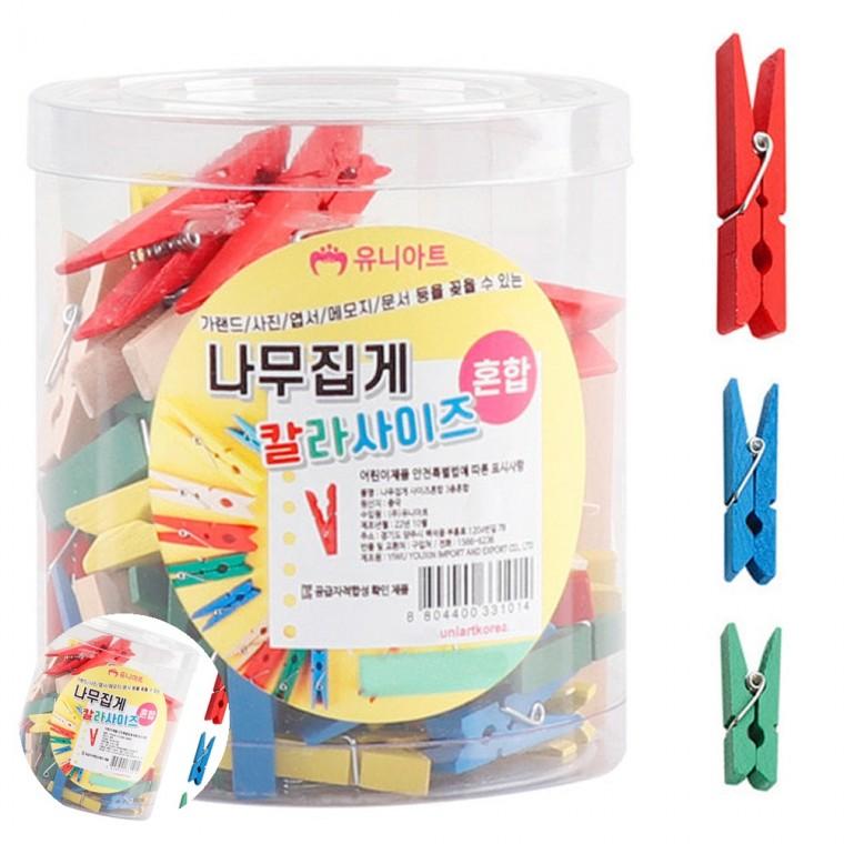 엽서걸이 메모걸이 메모꽂이 사진집게 사진걸이집게 나무재료 나무집게 3종 사이즈혼합