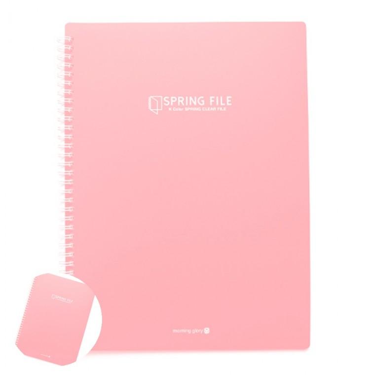 화일가방 종이홀더 문서정리함 서류케이스 문서홀더 K컬러 스프링 클리어화일 40p 핑크