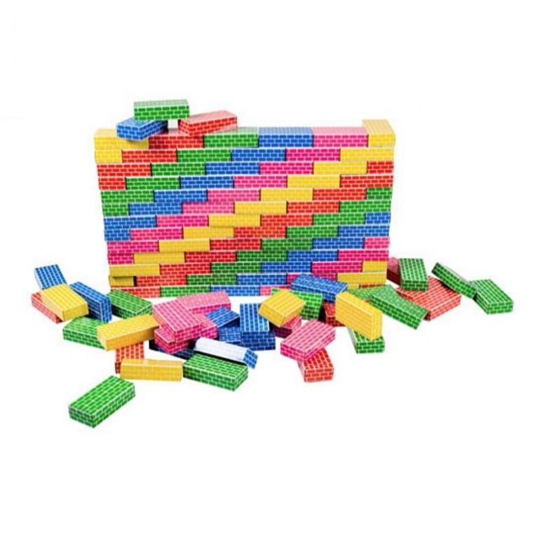 에듀 중형 종이벽돌블록 오색 50Pcs 영유아블럭 종이블록 유치원블록 재미있는블럭 아기블록