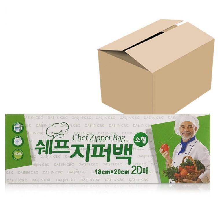 18x 20cm 지퍼팩 쉐프 지퍼백(소형 20매) x1 박스(50개) 위생 봉투 보관