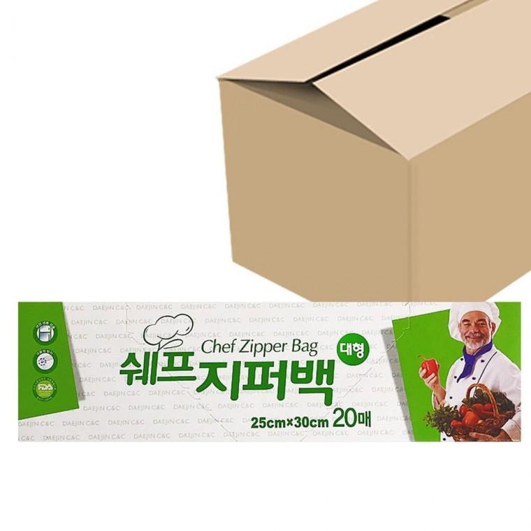 25x 30cm 지퍼팩 쉐프 지퍼백(대형 20매) x1 박스(50개) 위생 봉투 보관