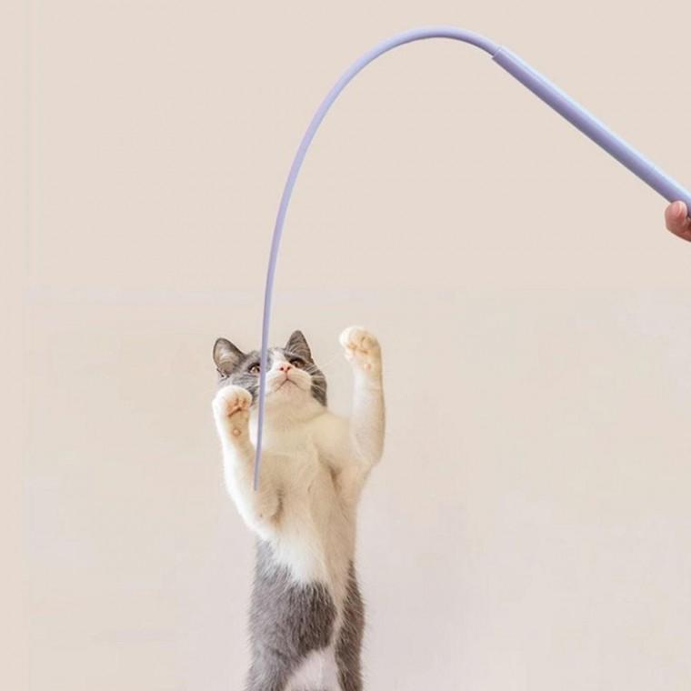 고양이 쥐꼬리 장난감 실리콘 롱 테일 낚시대 장난감 고양이 깃털 쥐꼬리 대 튼튼 낚시 장난감 실리콘