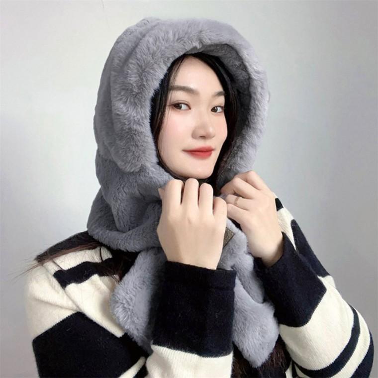 소프트퍼 후드 머플러 그레이 후드퍼넥워머