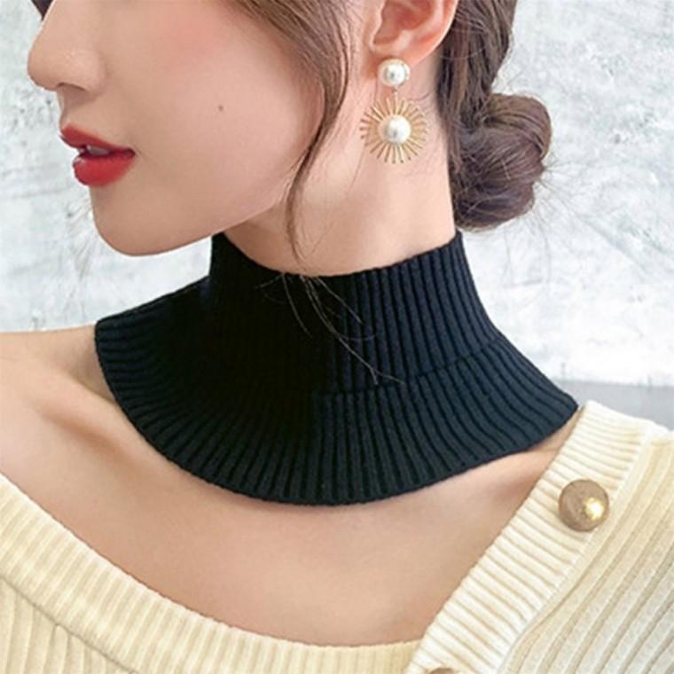 골지 니트 페이크 목폴라 넥워머 블랙 니트넥워머
