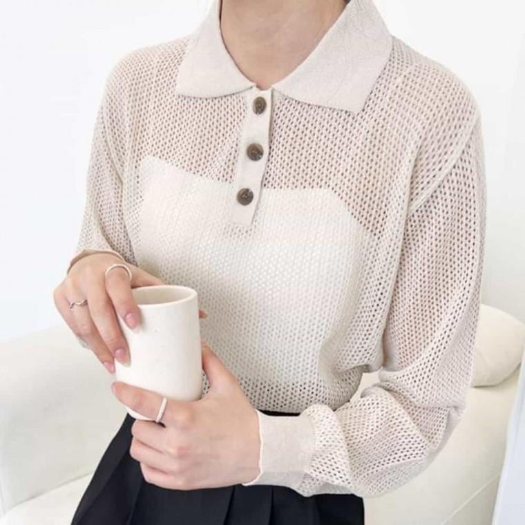 여자시스루카라니트 겨울이너스웨터 세미캐쥬얼니트티 긴소매스웨터