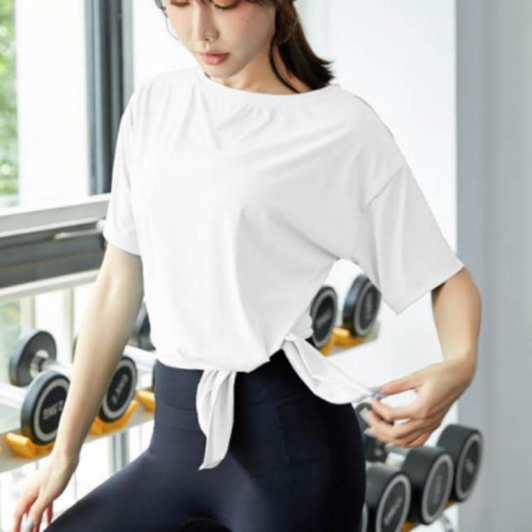 상의 운동 커버업 티셔츠 여성 절개 요가 필라테스 반팔