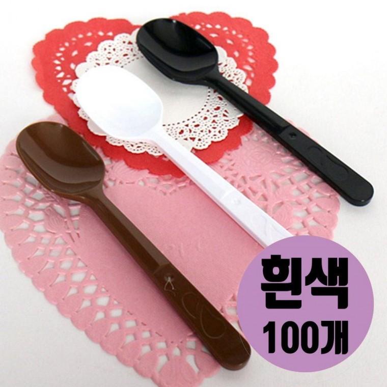 일회용 스푼 휴대용 수저 플라스틱 숟가락 100개