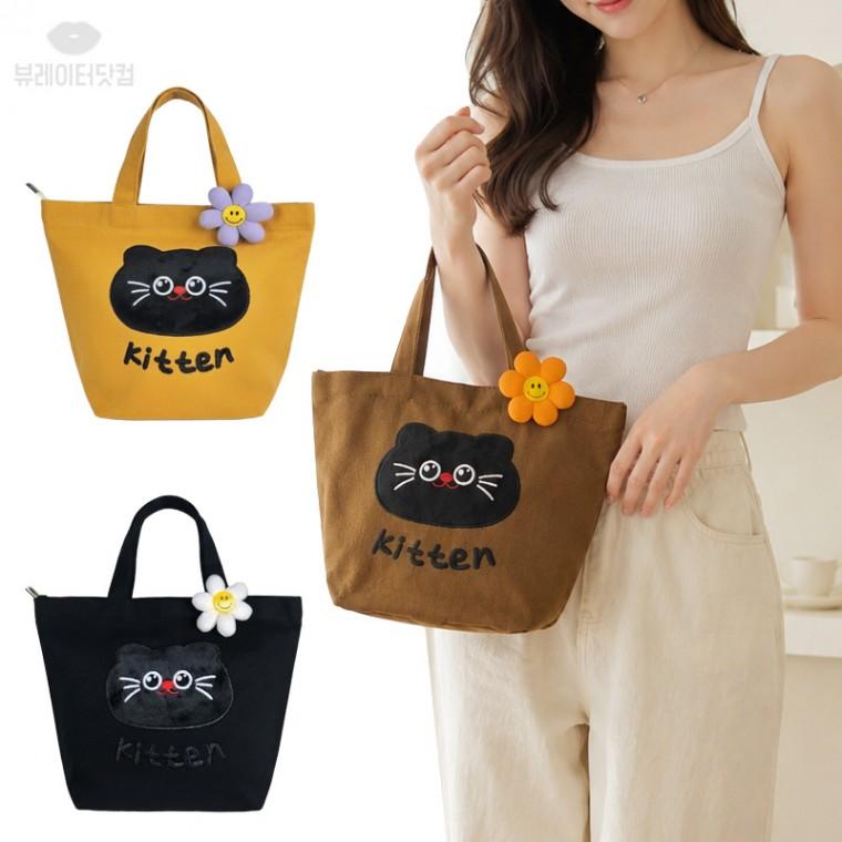 뷰레이터닷컴 키튼 캔버스 미니 에코백 손가방 데일리백