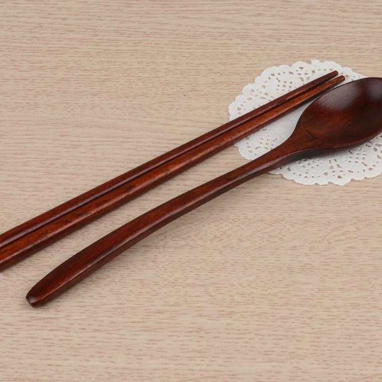 어린이 나무 수저 키즈 식판 손잡이 짧은 옻칠 숟가락 원목 유아 젓가락