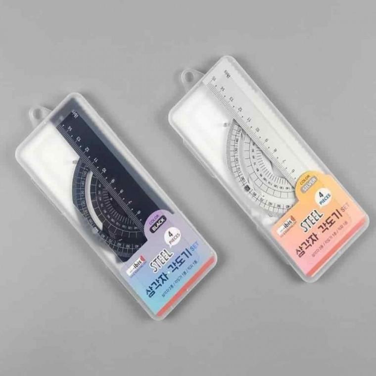 문구자 제도용삼각자 철자 제도자 삼각자x각도기세트 랜덤