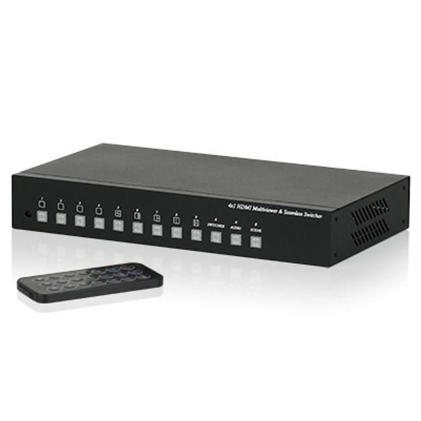 HDMI 4대1 멀티뷰어 분배기 버튼식 IR제어 시리얼통신