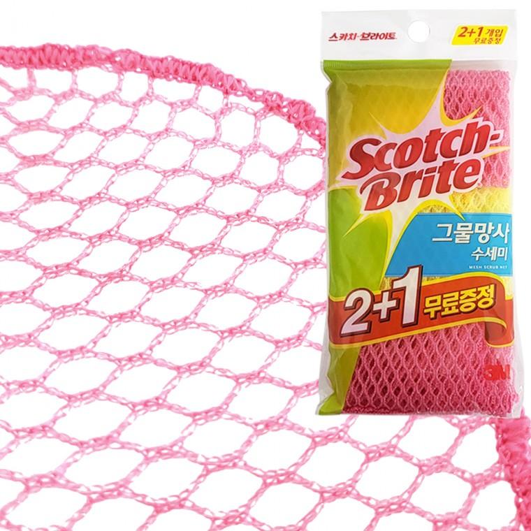 3M 그물망사 수세미(2+1개) 300x300 설거지 주방 세척