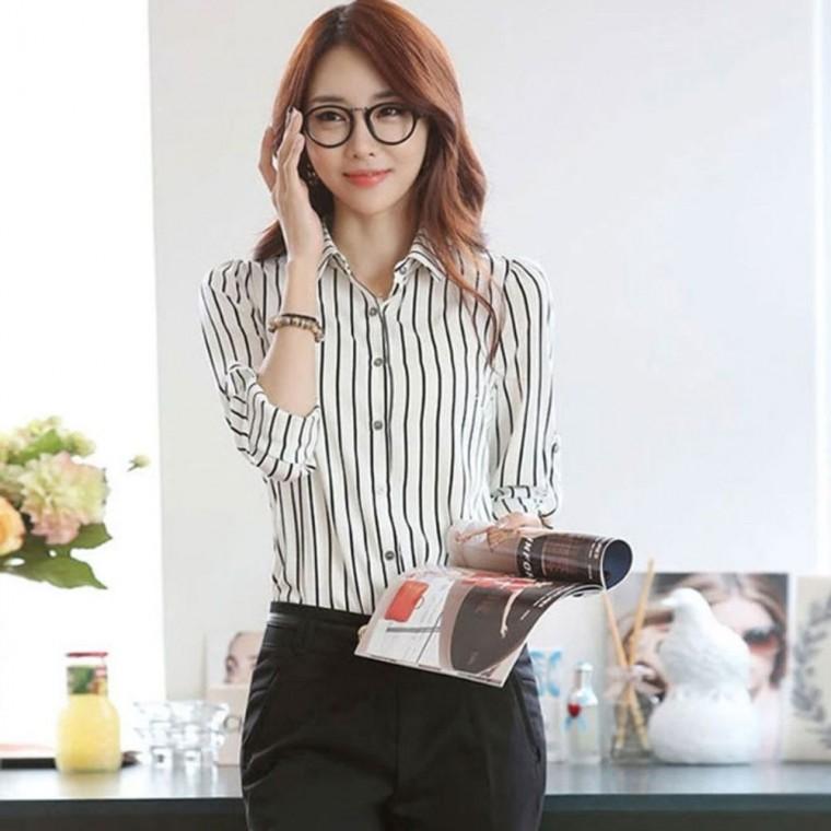 클래식 여성 스트라이프 셔츠 루즈핏 남방 여자 셔츠