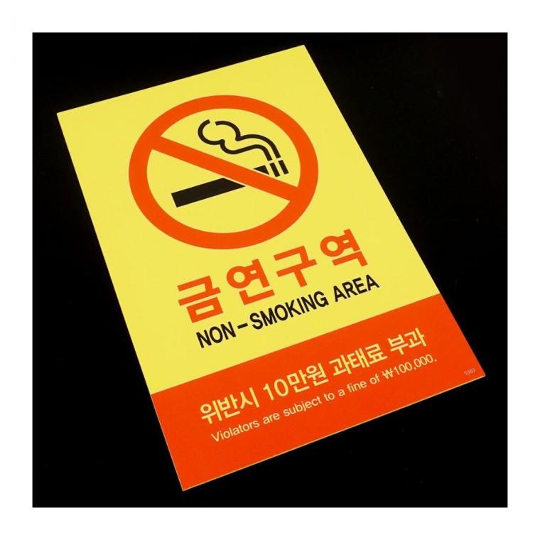 벽면 부착 금연구역 안내판 사무실 공지 과태료 포맥스 경고문 건물