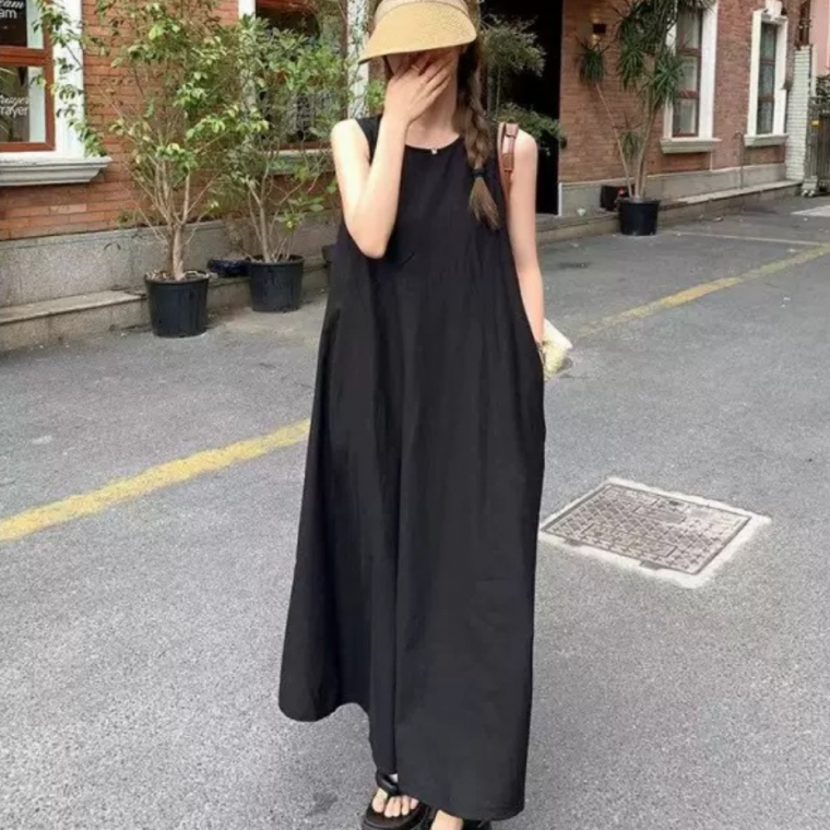 백써클 맥시롱 원피스 HES028 원피스 원피스 여자 여성 민소매 롱 드레스 나시 봄 롱드레스 플 호캉스 하객