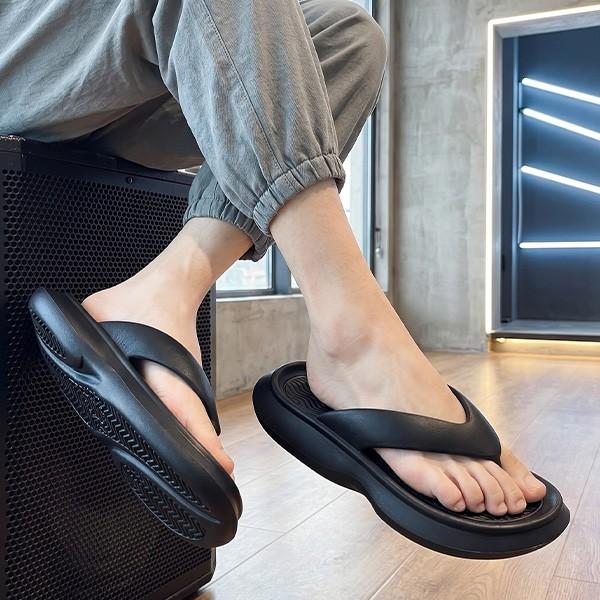 남성 쿠션 통굽 쪼리 데일리 슬리퍼
