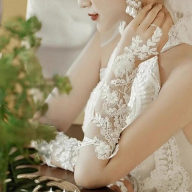 여성 레이스 웨딩 롱장갑 사진 촬영 파티 무대