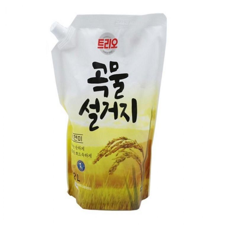 트리오 곡물설거지 우리현미 주방세제 1.2L 리필 야채세정제 과일세정제 과일세척제