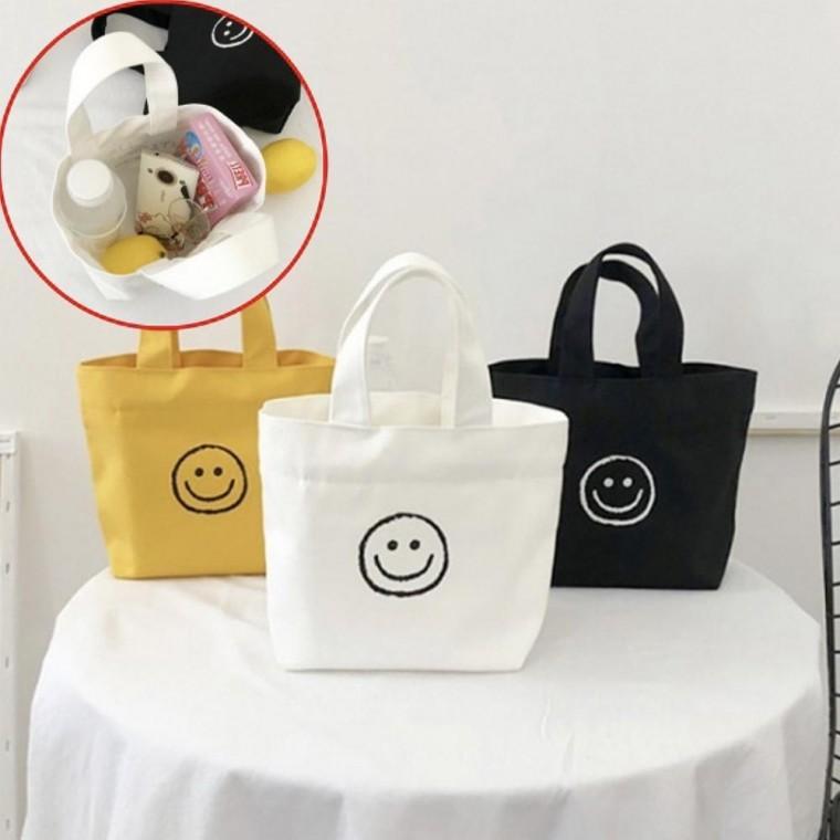 스마일 미니 에코백 데일리백 장가방 캐주얼백 데일리백 토트백 에코백