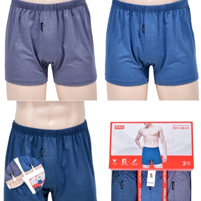 리 사각팬티(3매입) 부드러운팬티 통기성팬티 남성용팬티 데일리팬티 남성사각팬티