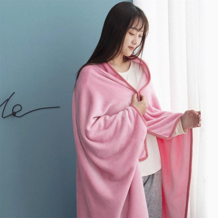 똑딱이 극세사 망토 담요 150cm 핑크 부드러운극세사담요