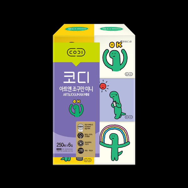 코디 아트앤 조구만 미니 미용티슈 250매 6입 쌍용C&amp amp B