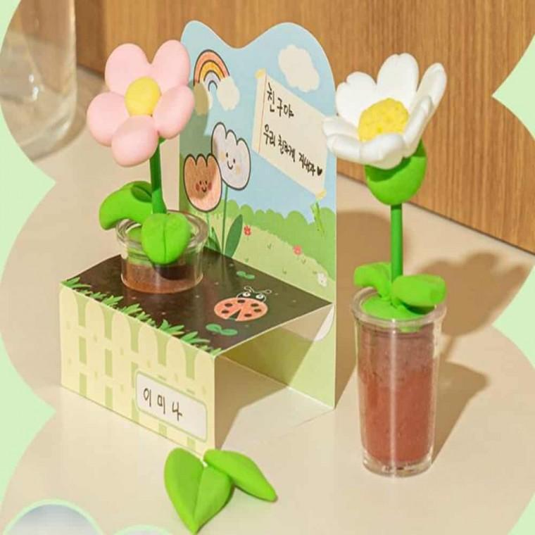 클레이 꽃화분 미술수업교구 어린이만들기 미니화분장식 클레이체험 클레이수업재료