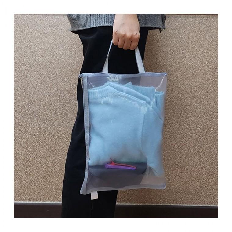투명 지퍼 메쉬 파일백 손잡이 학생 필기 사무 휴대 A4 서류