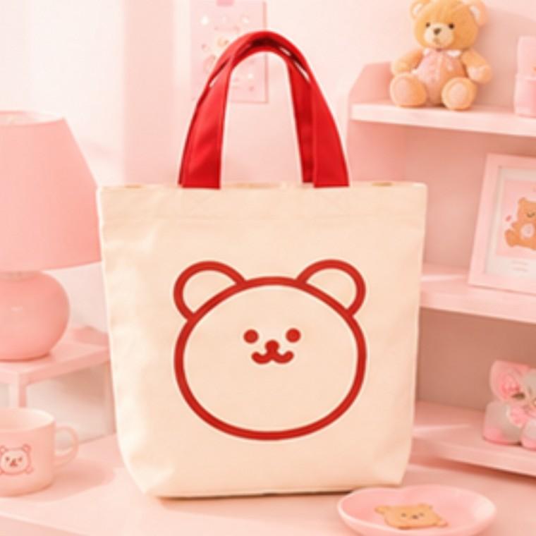 곰돌이 미니 손가방 귀여운 캔버스가방 피크닉 토트백