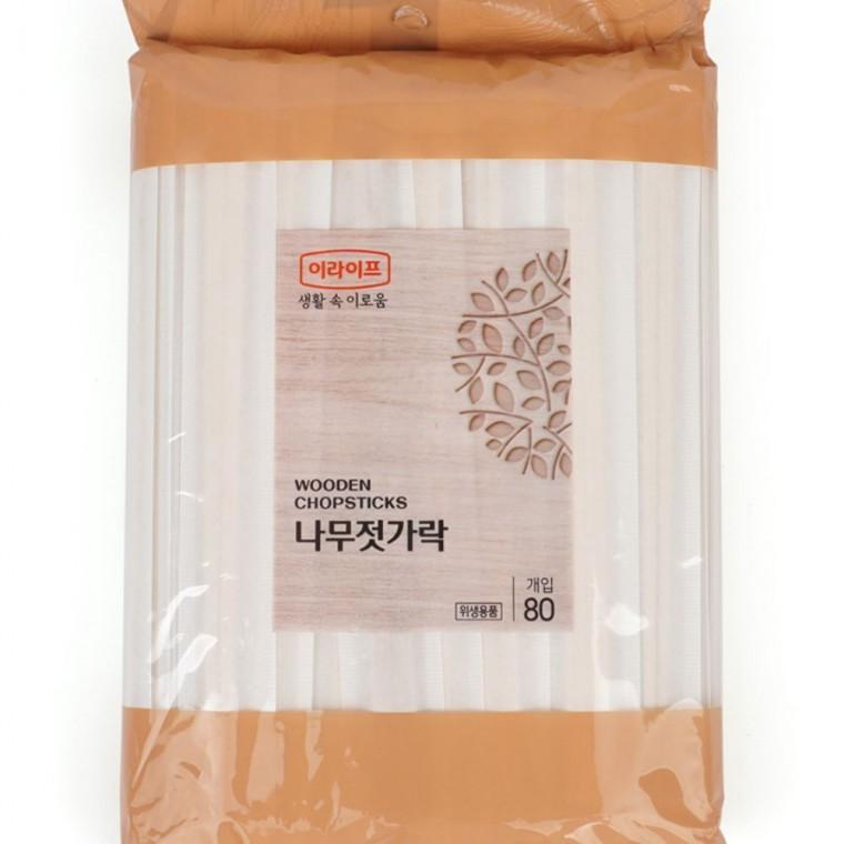 개별포장 일회용 나무젓가락 80개입 위생 휴대 간편 외식 도시락 가정