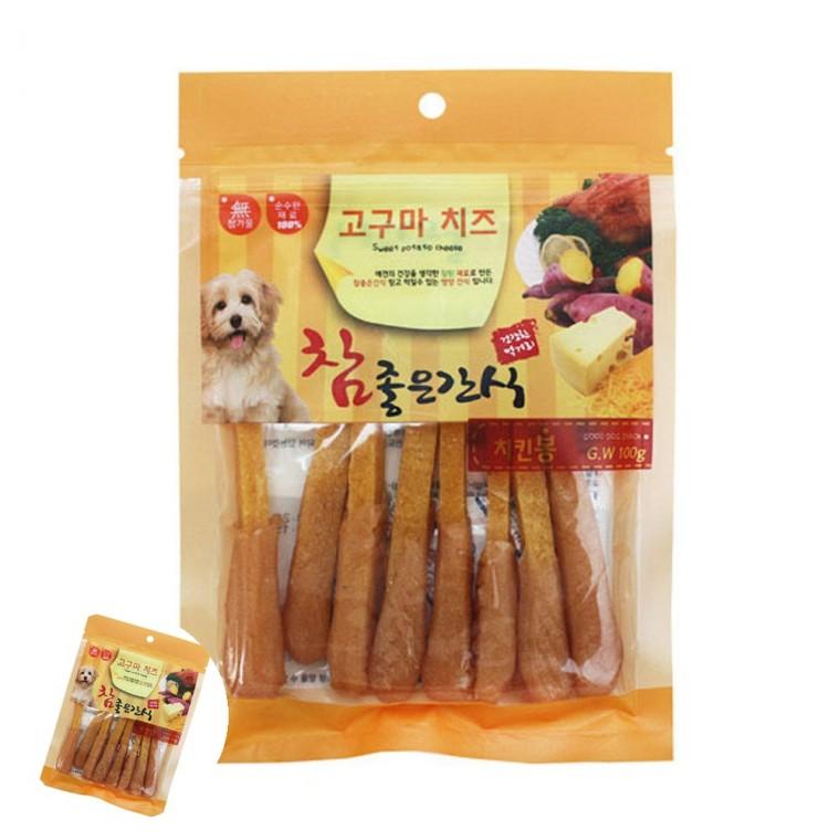 강아지닭고기간식 강아지영양간식 애견간식 강아지훈련간식 애완견간식 고구마치즈 치킨봉 120g 강아지 간