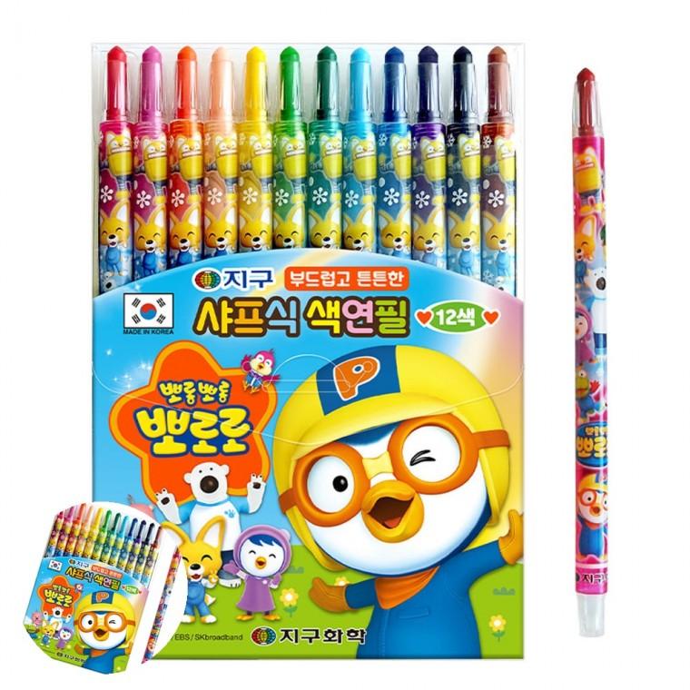 미술용품 그림교구 그림색연필 미술교육 아동미술재료 뽀로로 색연필 12색 샤프식
