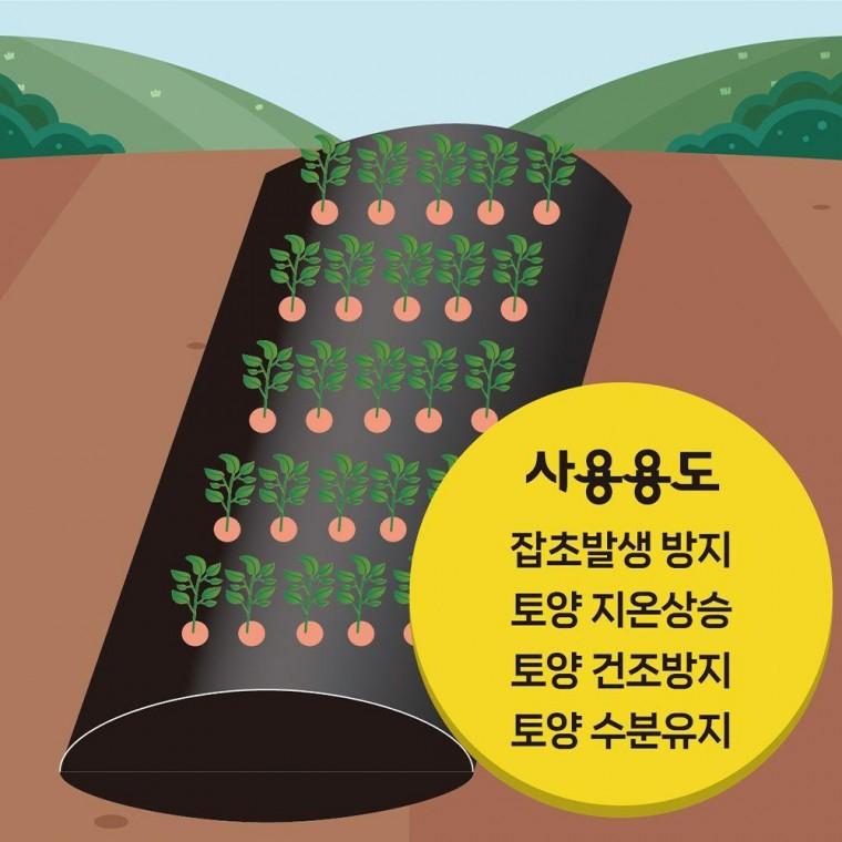 무드무드 유공 멀칭비닐 135cm 20m 잡초방지 주말농장 텃밭용 타공 검은 롤