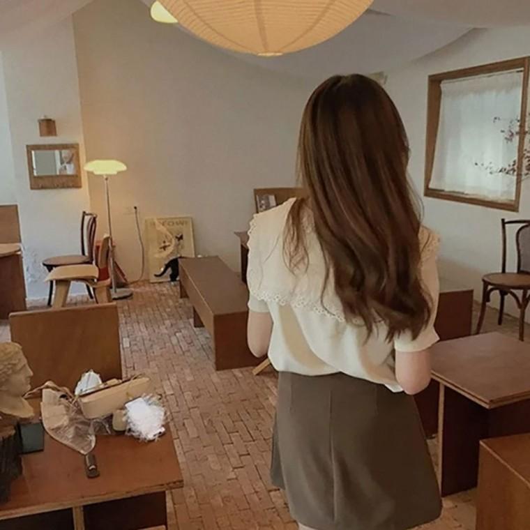 HL] 블라우스 루즈핏 빅카라 스퀘어 여성셔츠 하객룩