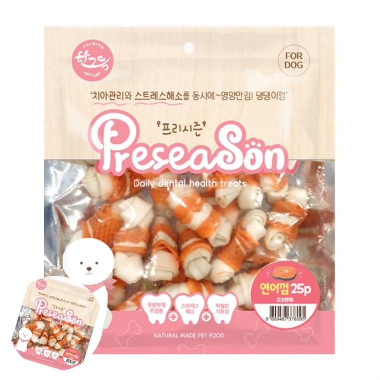 애완견간식 강아지훈련간식 강아지닭고기간식 애견간식 강아지산책간식 프리시즌 딩고껌 25P 2.5in 연어껌