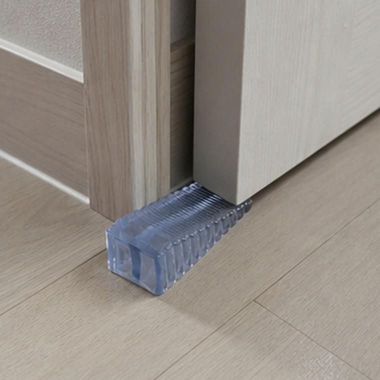 투명 방문 문고정 도어스토퍼 문틈 끼움 PP 계단식 홈 1개입 9cm x 4cm x 3cm