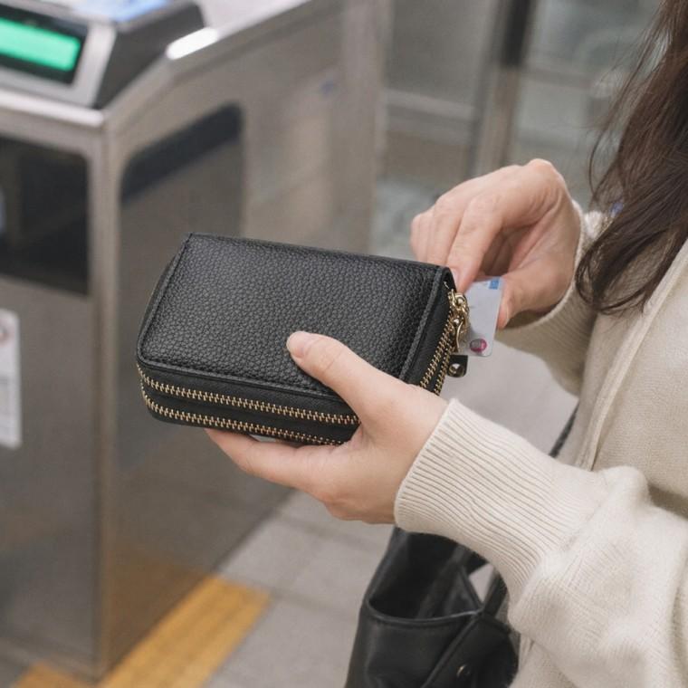 여성 이중 지퍼 카드지갑 카드 전용 수납 동전 보관 간편 휴대용
