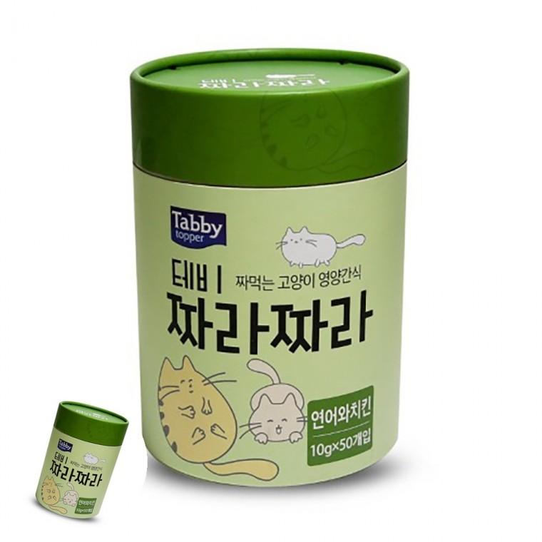 고양이먹이 반려묘간식 고양이밥 길고양이사료 고양이영양츄르 짜라짜라 연어와 치킨맛 10g x 50개입 고양