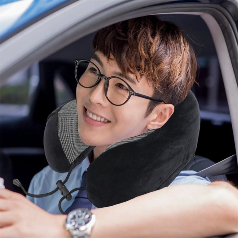 릴렉션 메모리폼 목베개 3종세트 블랙 차량용 목베개