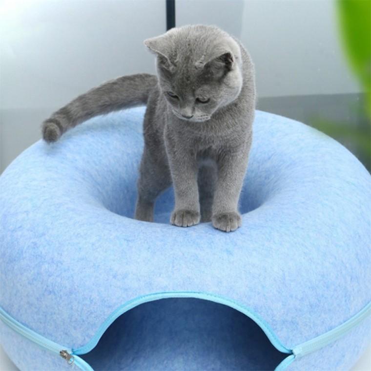 고양이 도넛 숨숨집 60cm 블루 고양이안전방석
