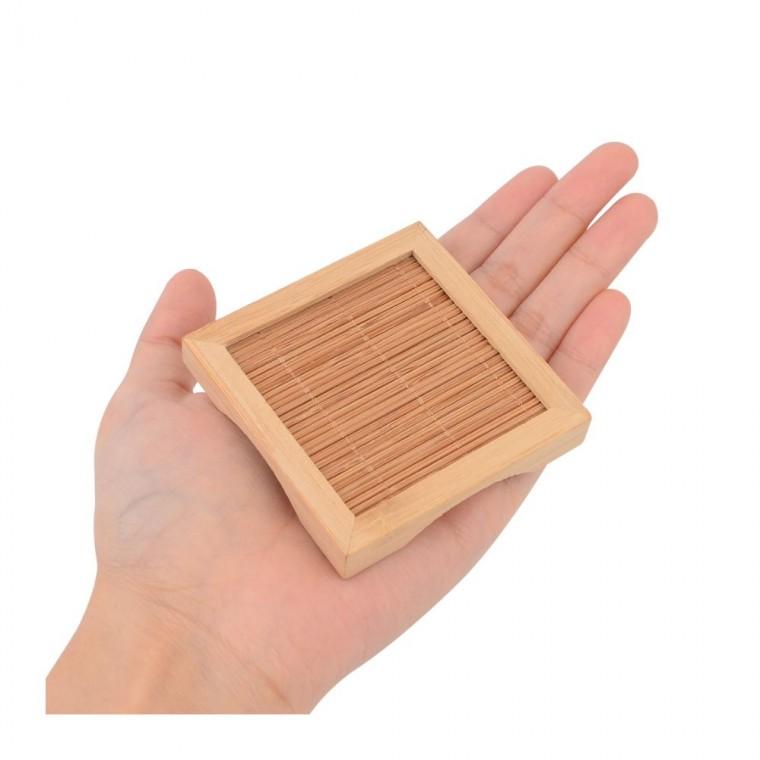 우드 사각 티매트 포트매트 원목 테이블 카페 식탁 방지 화분받침 대나무 열전달