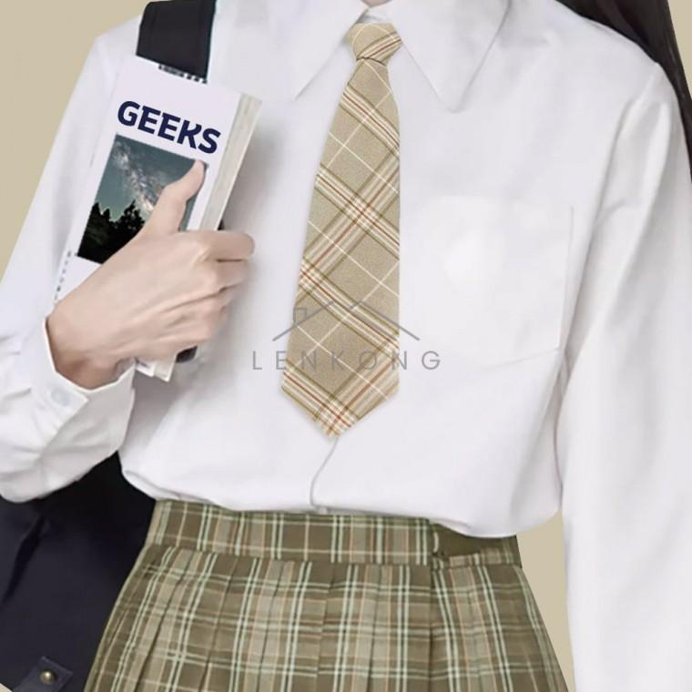 자동 넥타이 베이지 남녀공용넥타이 패션넥타이 자동넥타이 체크넥타이 빈티지넥타이