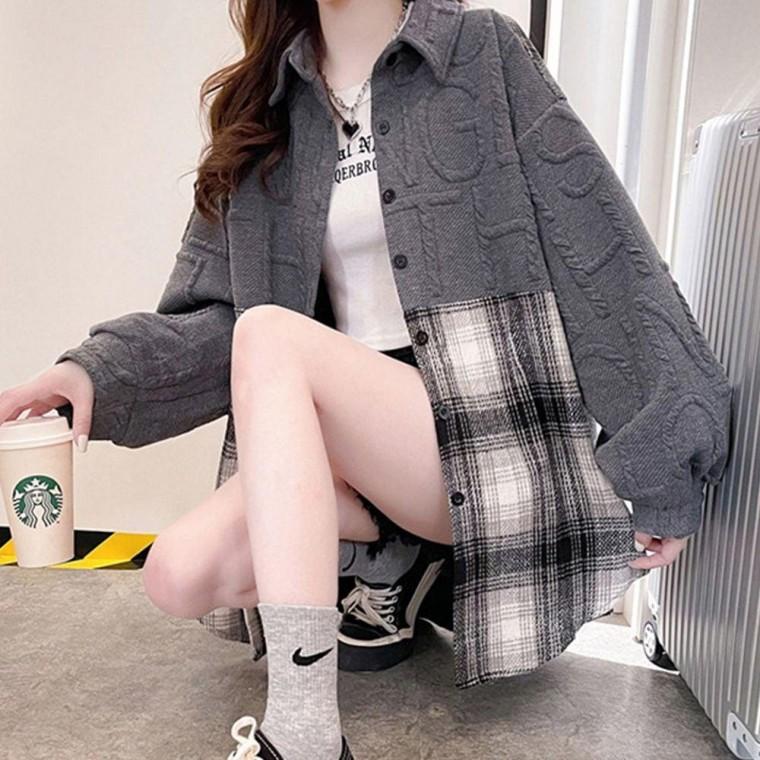 여성 기모 간절기 겨울 체크 셔츠 남방 직장인룩 가을 여자 남방셔츠