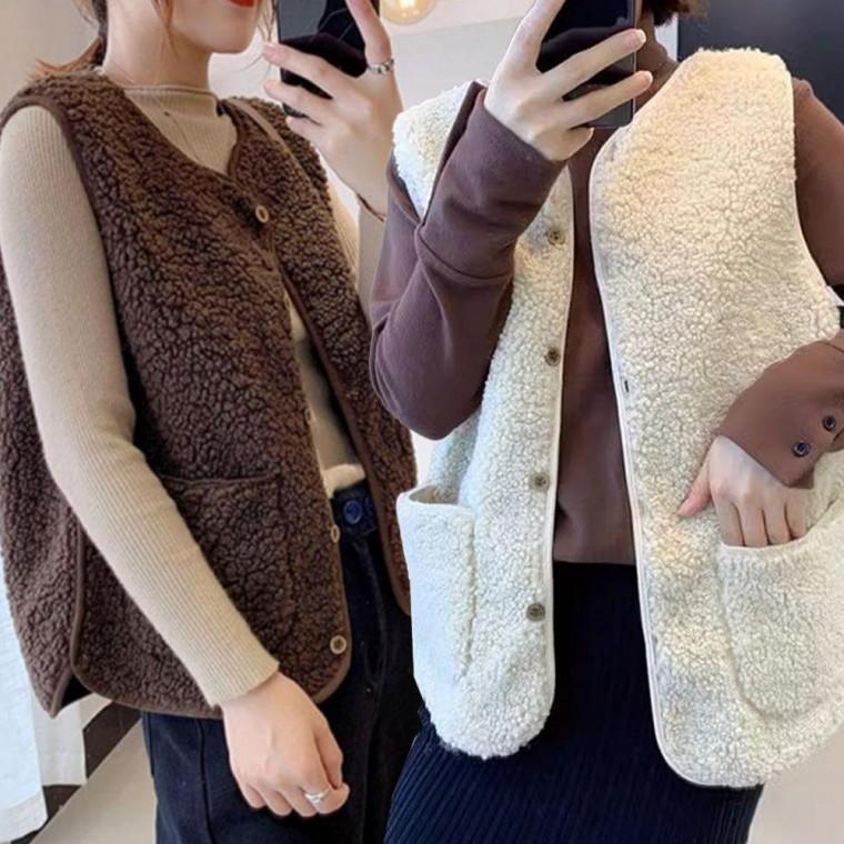 여자 뽀글이 사무실 조끼 간절기 베스트 여성 털조끼 이너 엄마 할매 여자뽀글이